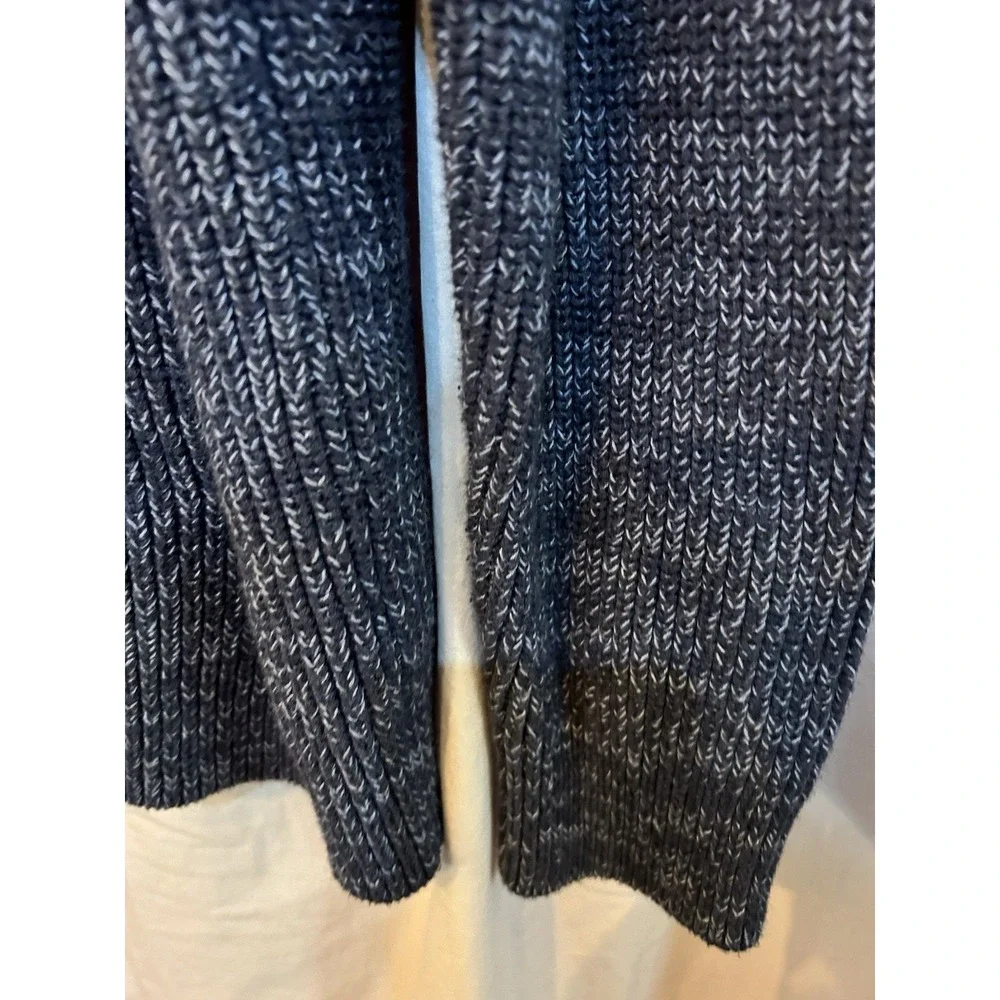 LL Bean Cardigan Mens Large Blue Cotton Full Zip Heavyweight Sweater Preppy